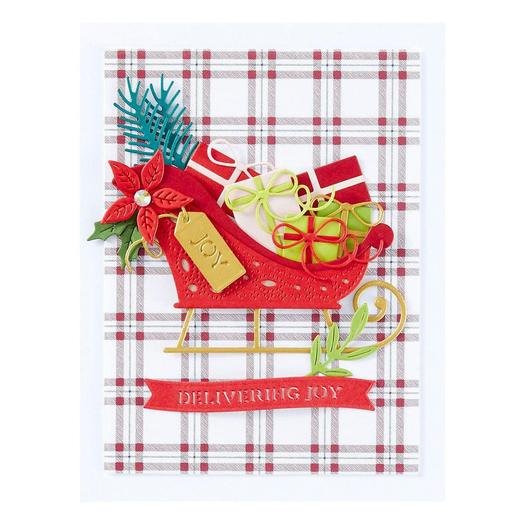 Spellbinders Delivering Joy Sleigh Etched Dies s4-1358 joy