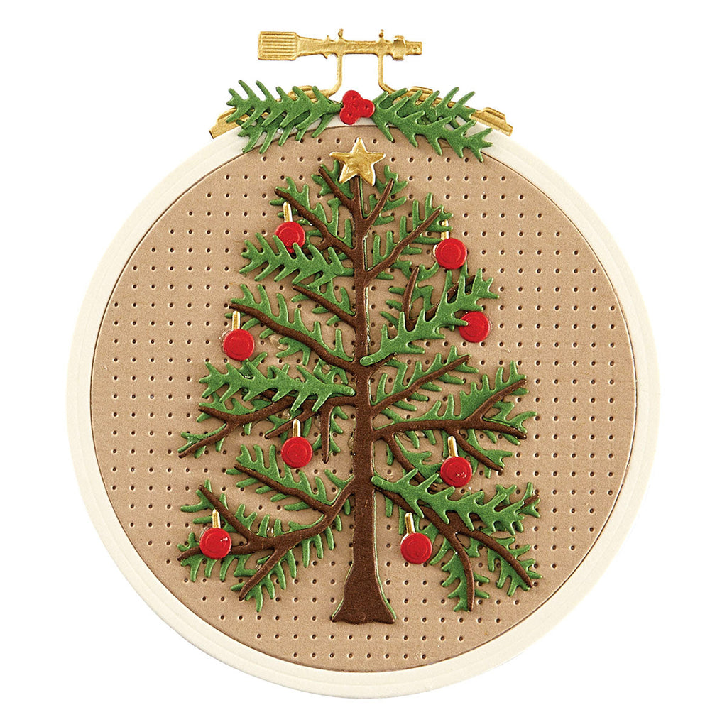 Spellbinders Faux Embroidered Spruce Etched Dies s4-1365 christmas tree