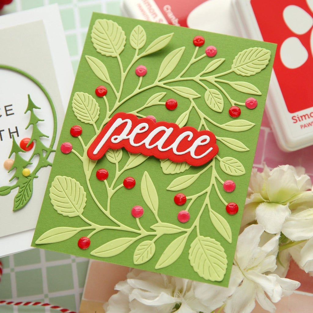 Simon Says Stamp Abundant Leaf Background Wafer Die s963 Festive Fun Christmas Card | color-code:ALT01