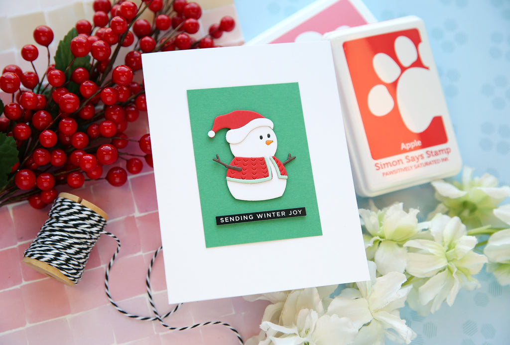 Simon Says Stamp Village Snowman Wafer Dies s977 Sweet Wishes Christmas Card | color-code:ALT04