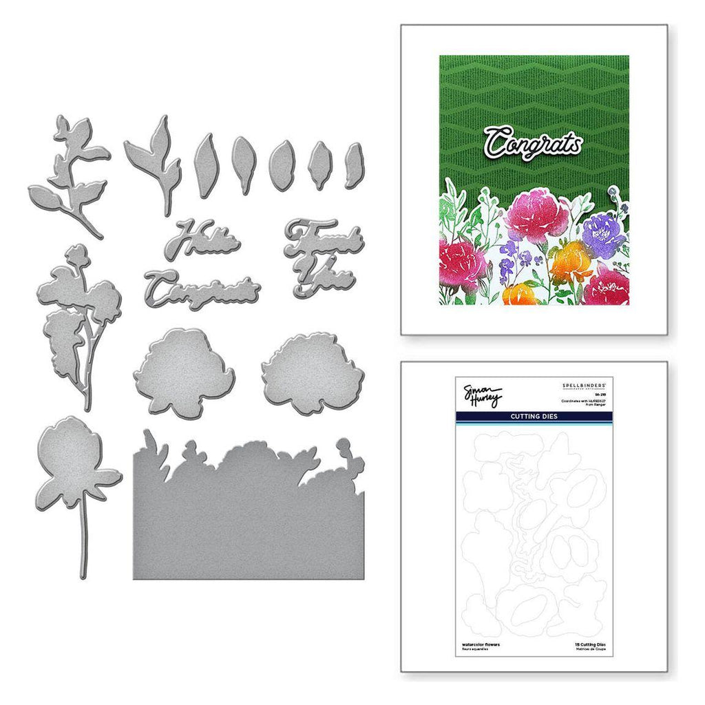 S6-216 Spellbinders Watercolor Flowers Coordinating Etched Dies display