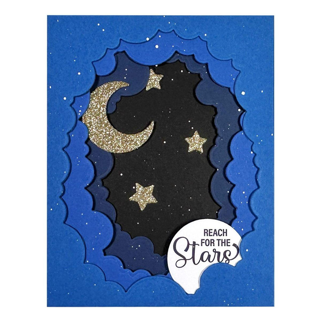 Spellbinders Tunnel Clouds Etched Dies s6-233 reach for the stars