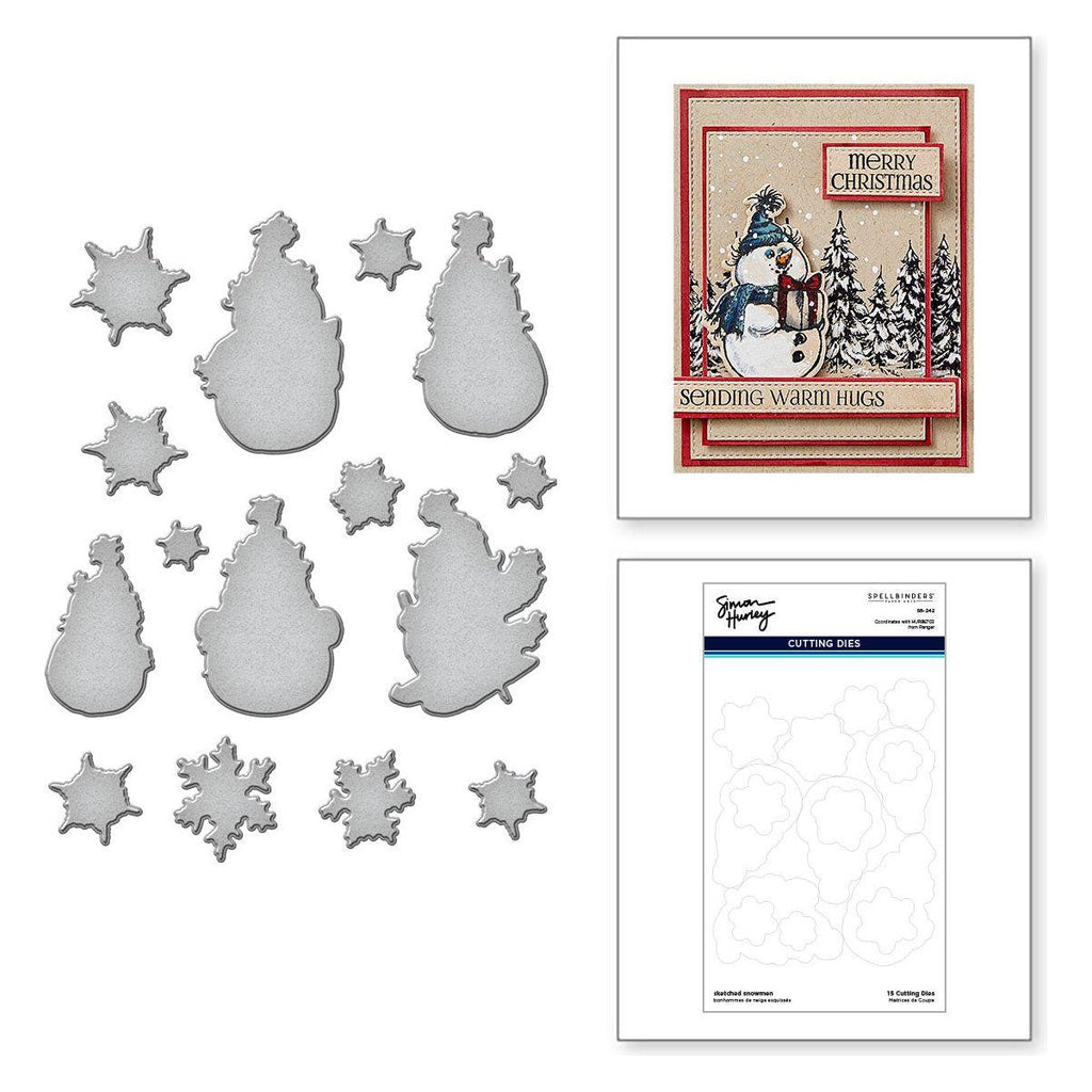 Spellbinders Simon Hurley Sketched Snowmen Coordinating Etched Dies s6-242