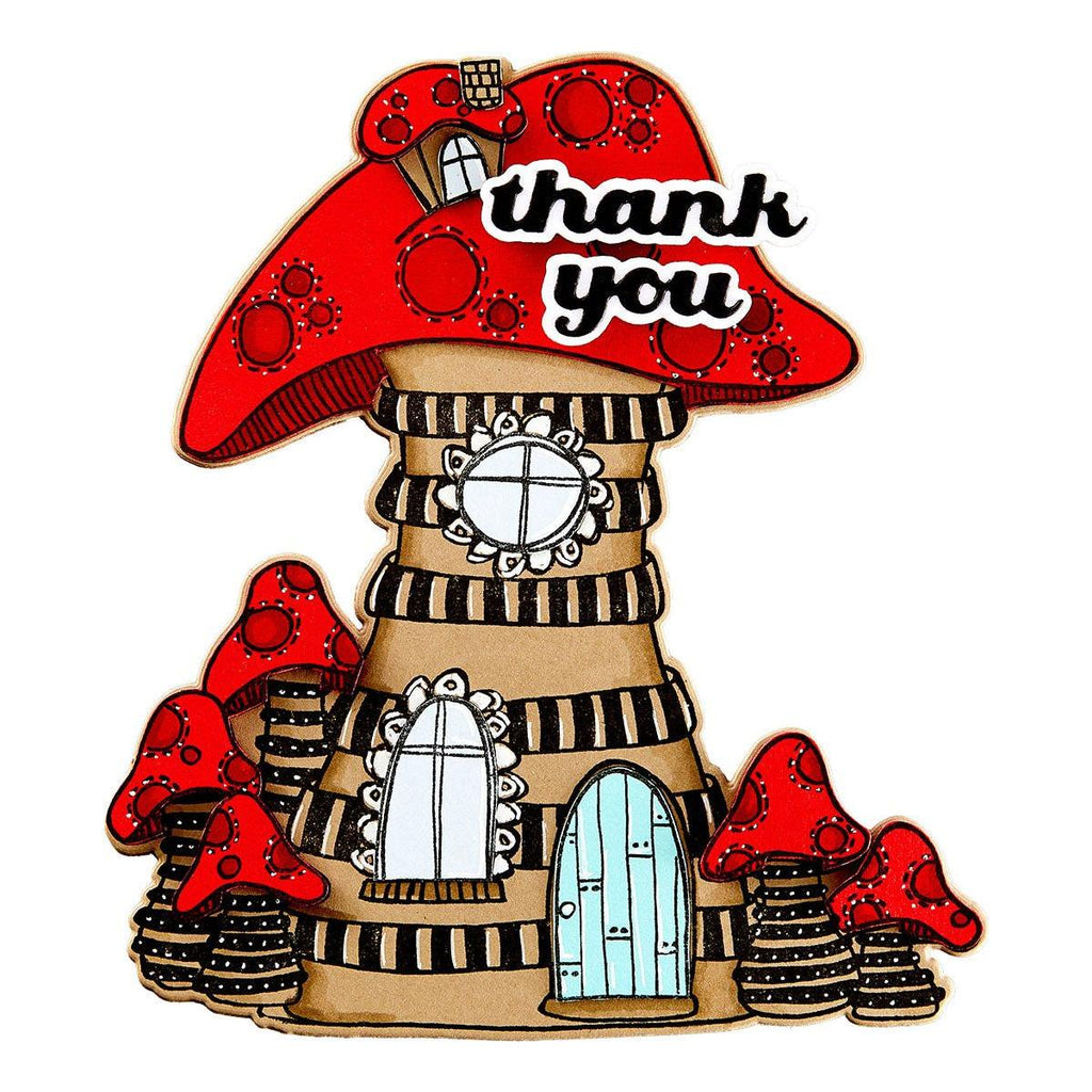 Spellbinders Dyan Reaveley Toadstool Tales Coordinating Etched Dies s7-253 thank you