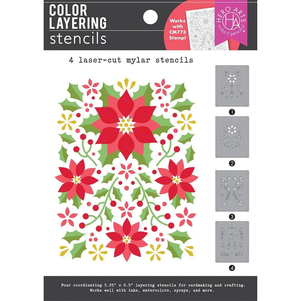 Hero Arts Color Layering Poinsettia Pattern Stencil Set sa284