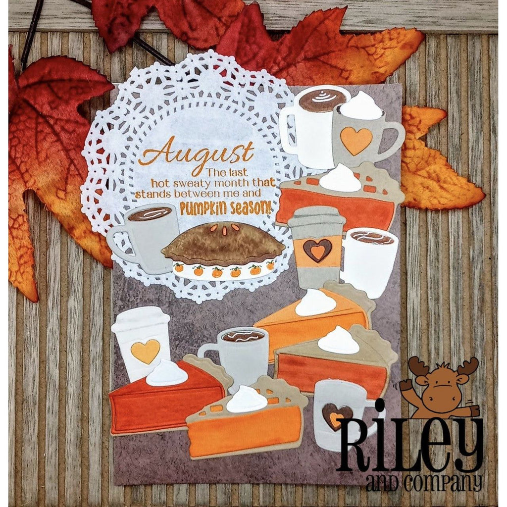 Riley And Company Funny Bones August Pumpkin Season Cling Rubber Stamp rwd-1167 apple pie