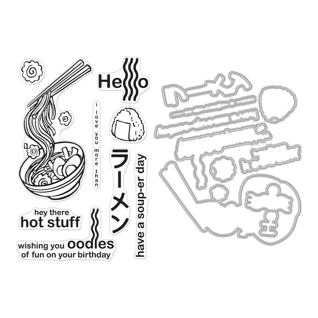 Hero Arts Floral Ramen Clear Stamp and Die Set sb402