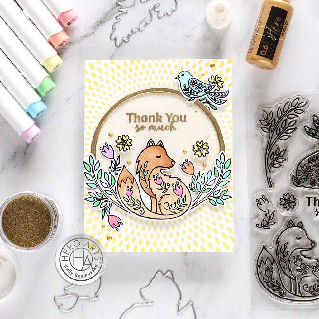 Hero Arts Folk Animals Clear Stamp and Die Set sb403 thank you