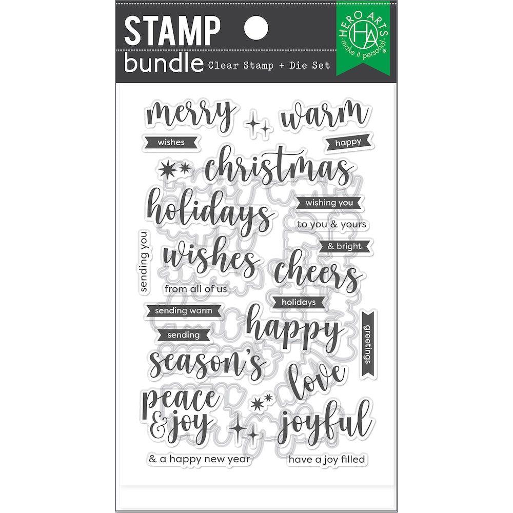 Hero Arts Joyful Christmas Messages Clear Stamp and Die Set sb411