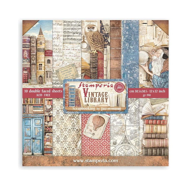 Stamperia Vintage Library 12 x 12 Paper Pad