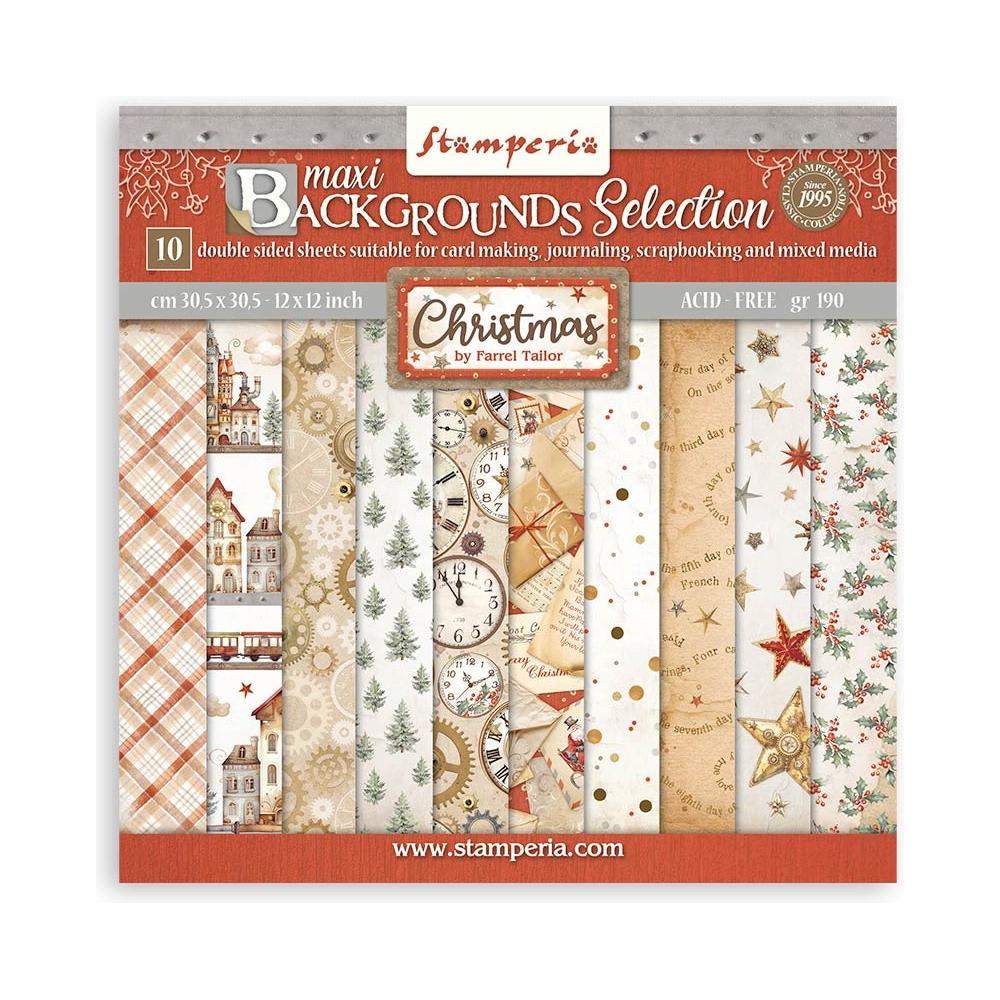 Stamperia Gear Up For Christmas Maxi Background 12x12 Paper sbbl157