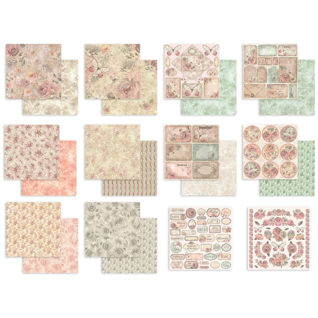 Stamperia Shabby Rose 8x8 Paper sbbs107 pages