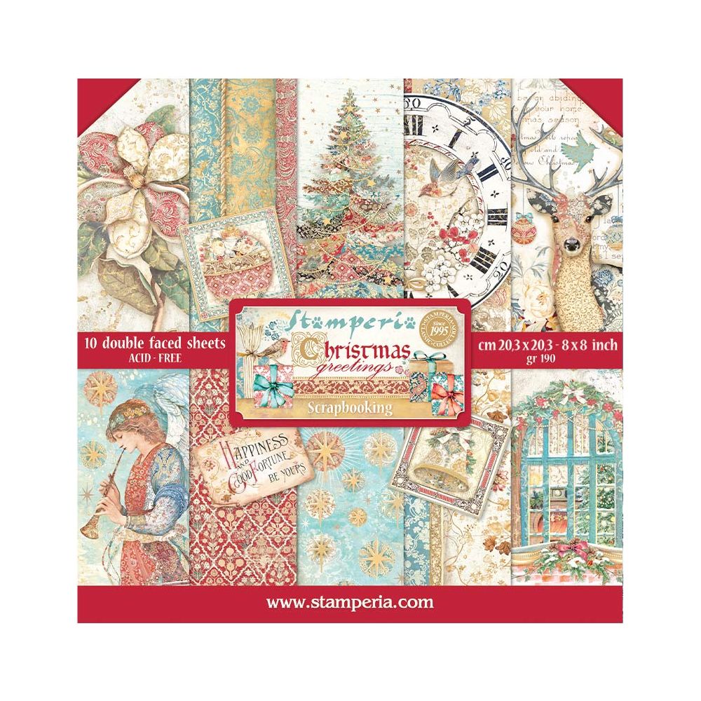 Stamperia - Christmas Greetings - 8x8 Paper Pad