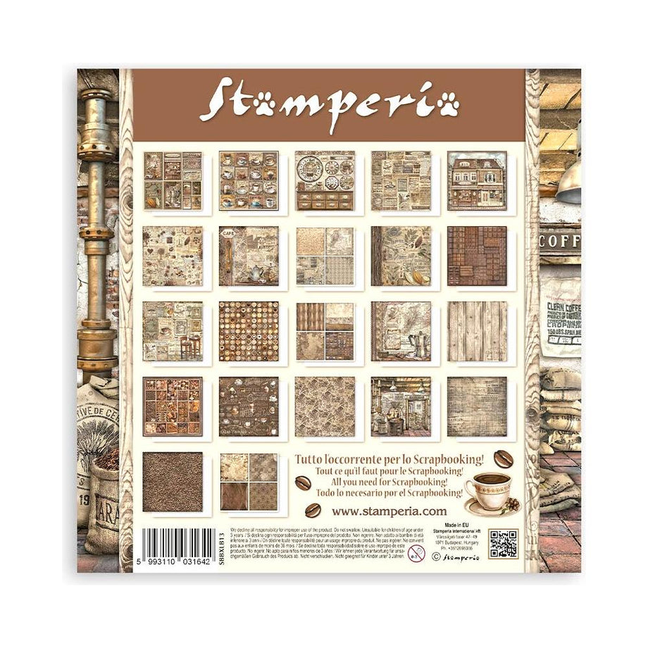 Stamperia Coffee and Chocolate Backgrounds Selection 8x8 Paper Sbbs94