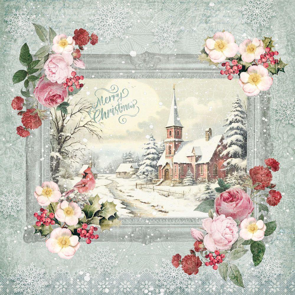 Crafter's Companion Christmas Rose 6 x 6 Vellum Pad s-cr-velpad6 Holiday Church Scene