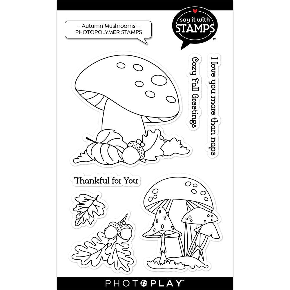 PhotoPlay Autumn Mushrooms Clear Stamps sis4546PhotoPlay Autumn Mushrooms Stamps And Dies Bundle Clear Set