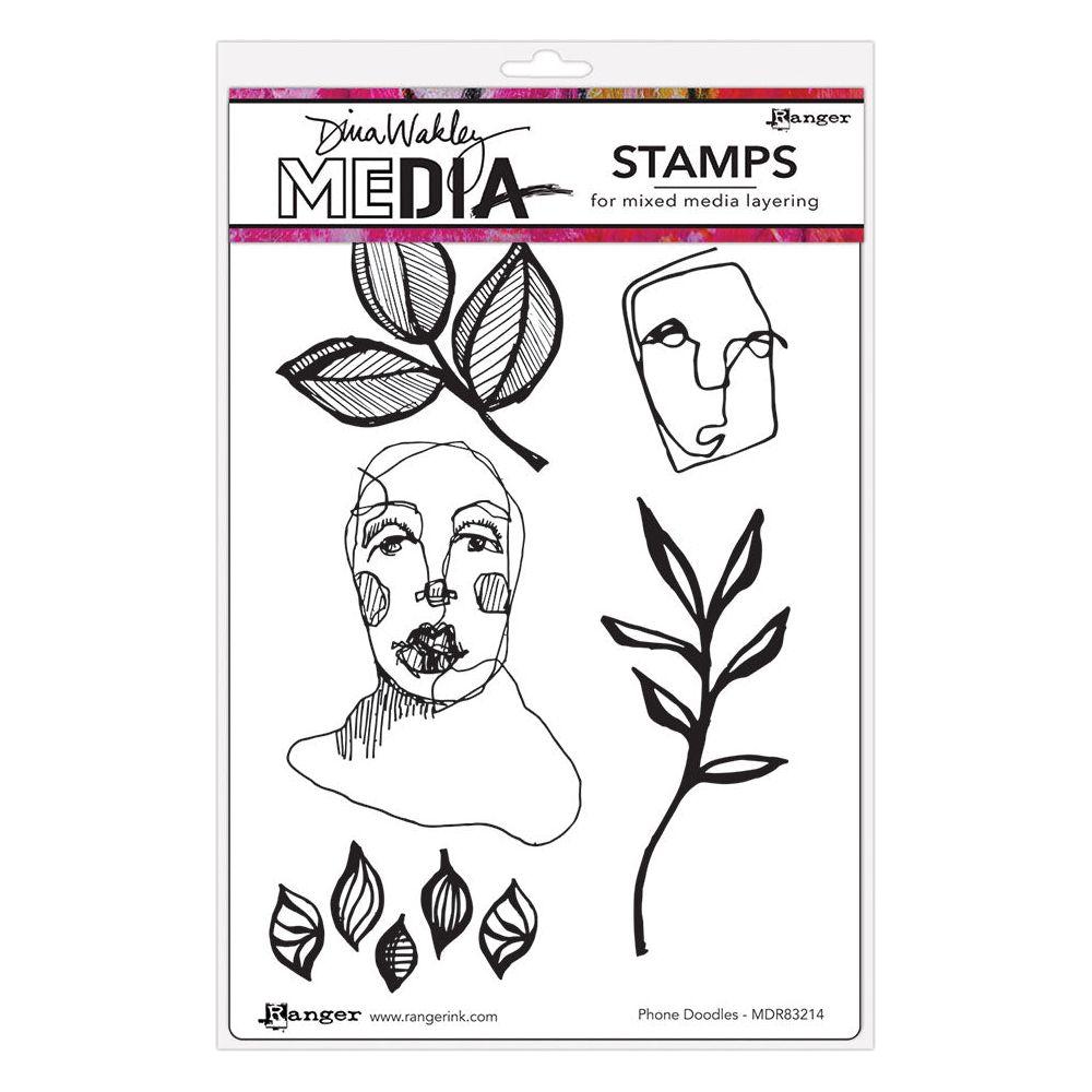 Dina Wakley Phone Doodles Media Cling Rubber Stamps mdr83214