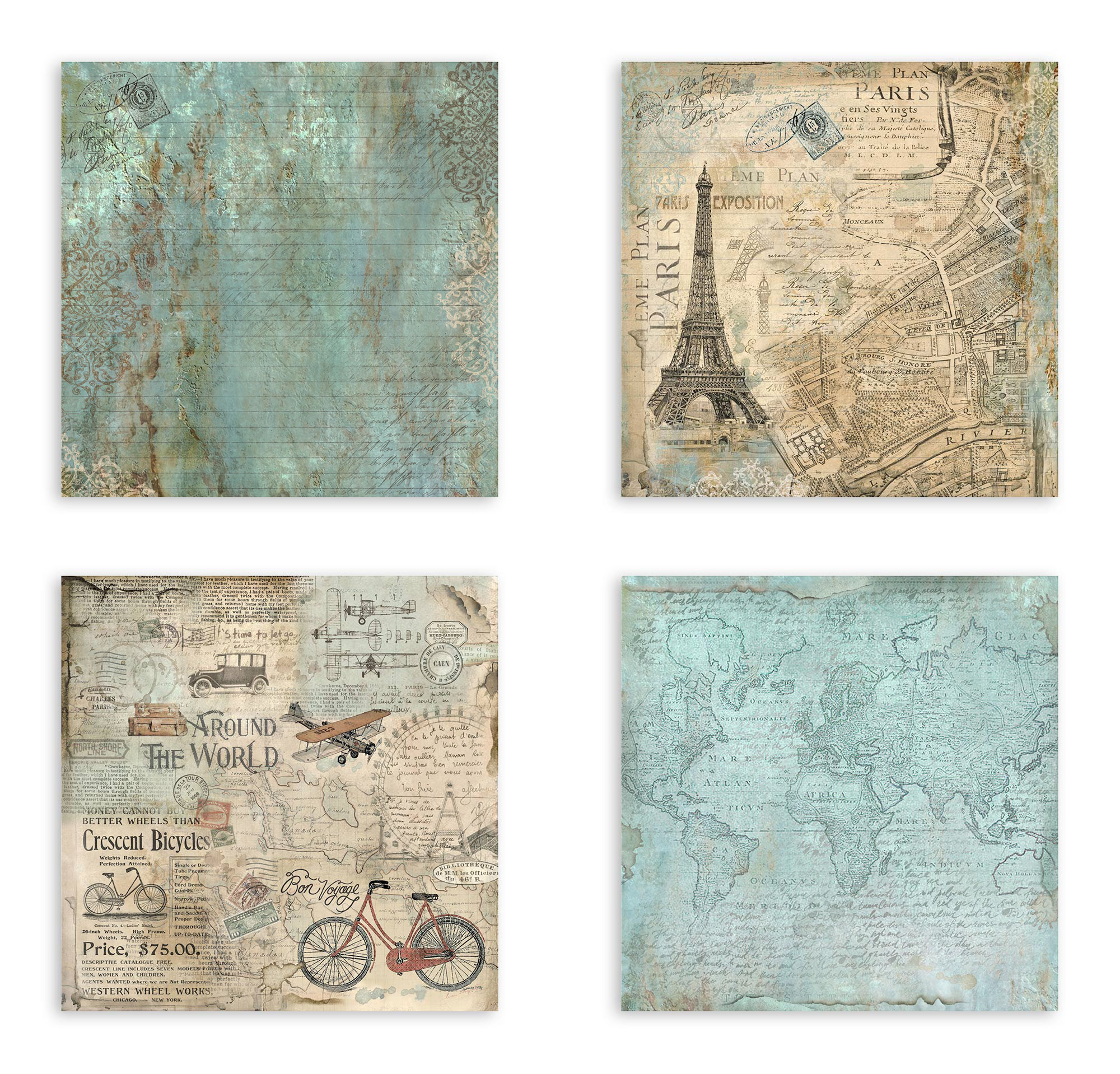 Travel Scrapbook Paper 12x12 - World Map Scrapbook Paper with Plane, Stamp,  Luggage Design | Vacation Scrapbook Paper for Scrapbooking, Photo Album