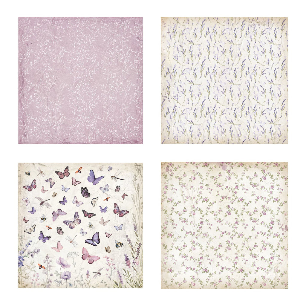 Stamperia Romantic Lavender Fabric sbplt30 butterflies