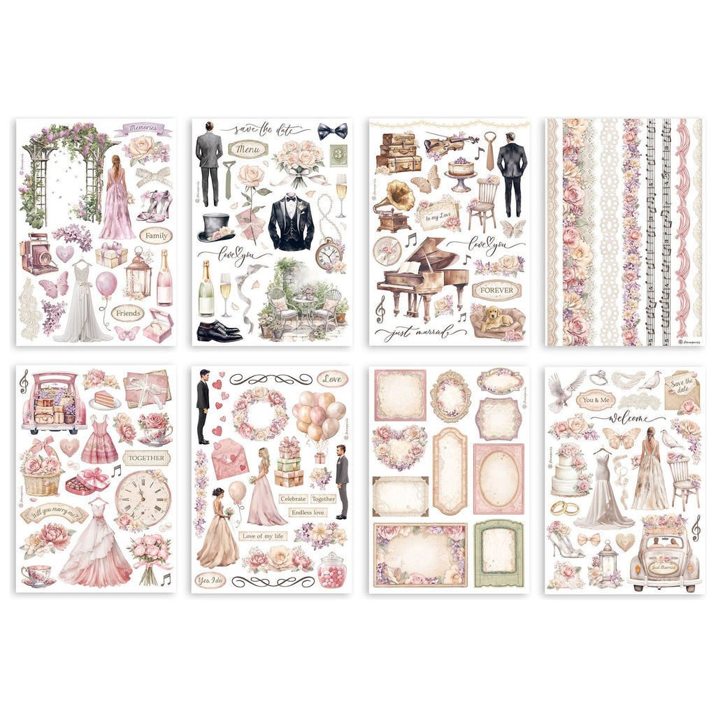 Stamperia Romance Forever Washi Pad Sheets A5 sbw02 ephemera