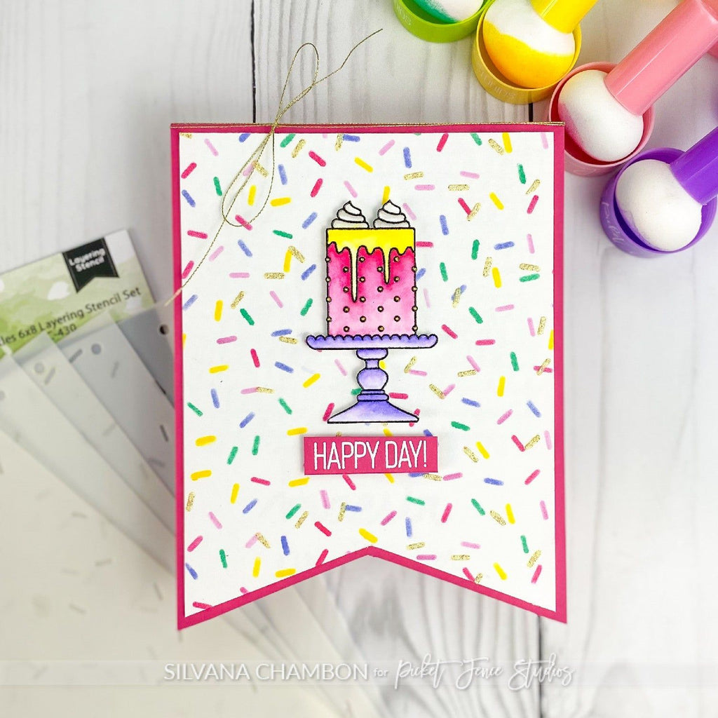 Picket Fence Studios Sprinkles Layering Stencils sc-430 happy day