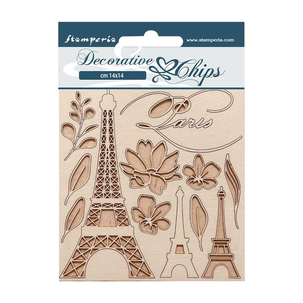 Stamperia Create Happiness Oh La La Tour Eiffel Decorative Chips scb165