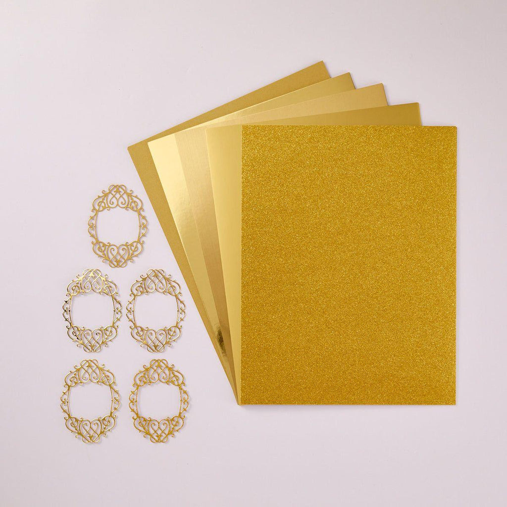 Spellbinders Gold Assortment Treasured Cardstock Pack scsp-001 cuts