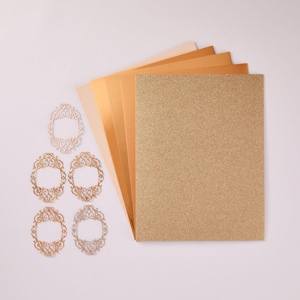 Spellbinders Rose Gold Assortment Treasured Cardstock Pack scsp-003 cuts