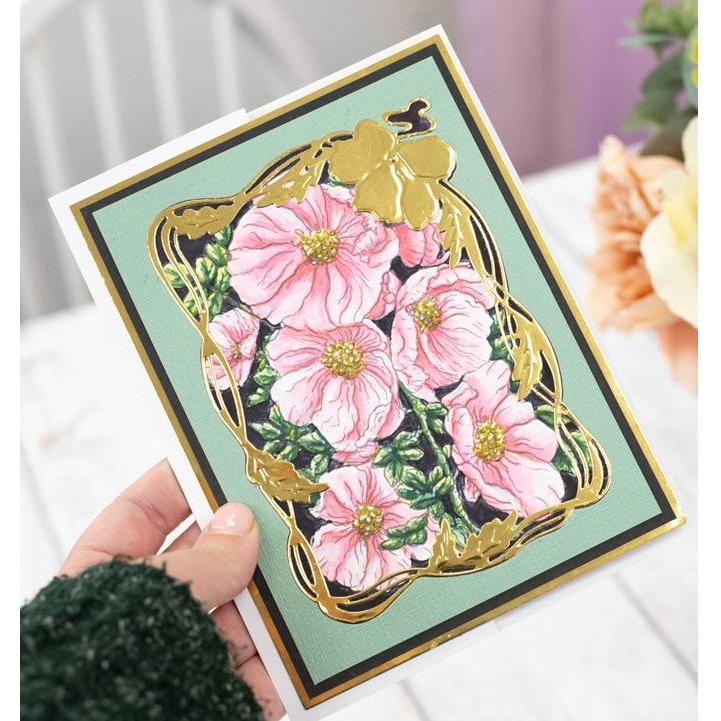 Crafter's Companion Wild Roses Clear Stamp sd-itf-bf-stp-wr roses in frame card