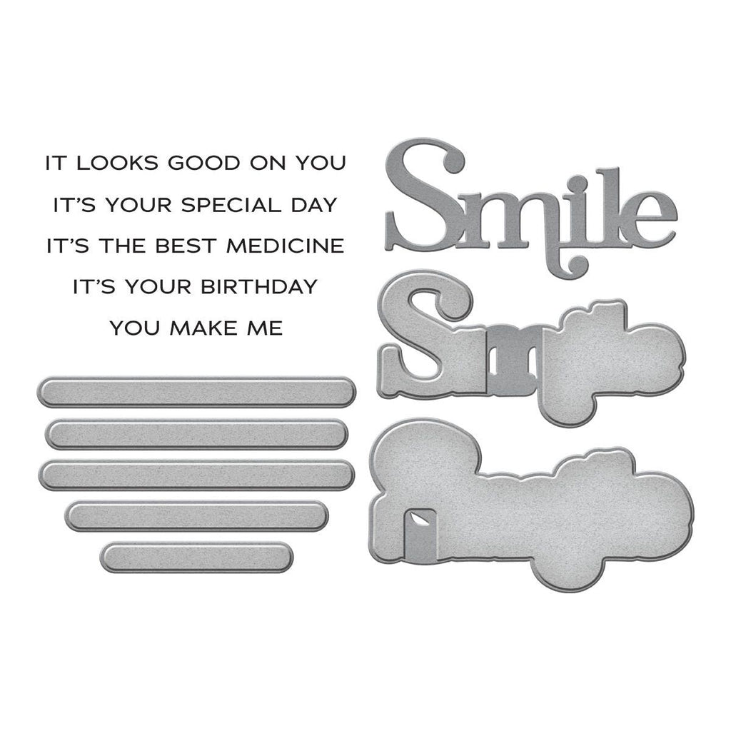 Spellbinders You Make Me Smile Sentiments Clear Stamp and Die Set sds-192