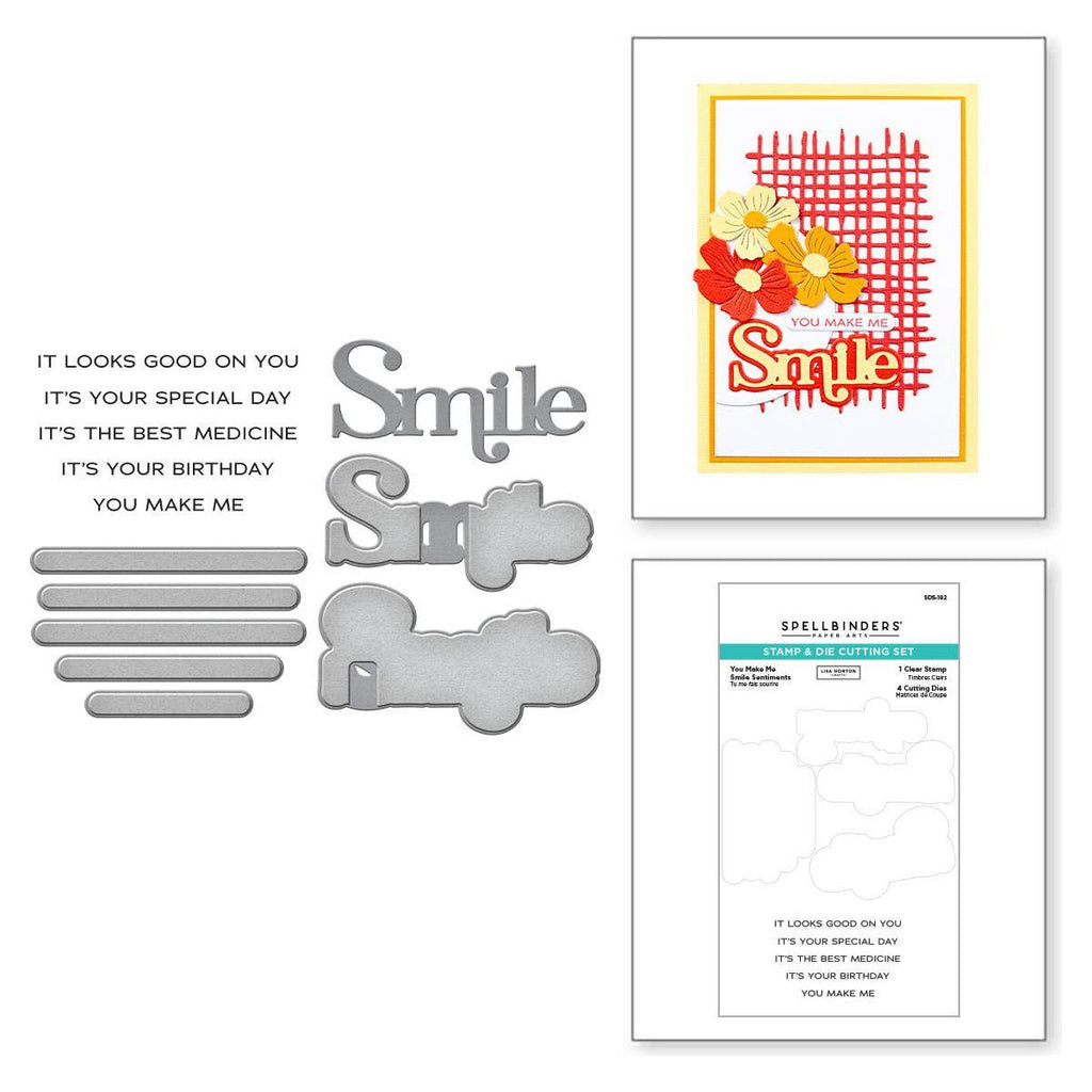 Spellbinders You Make Me Smile Sentiments Clear Stamp and Die Set sds-192 product image