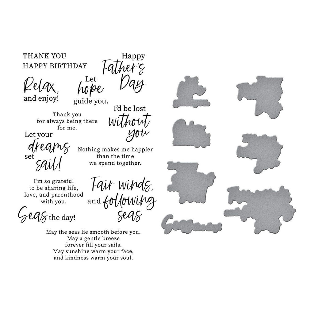 Spellbinders Fair Winds Sentiments Clear Stamp and Die Set sds-193