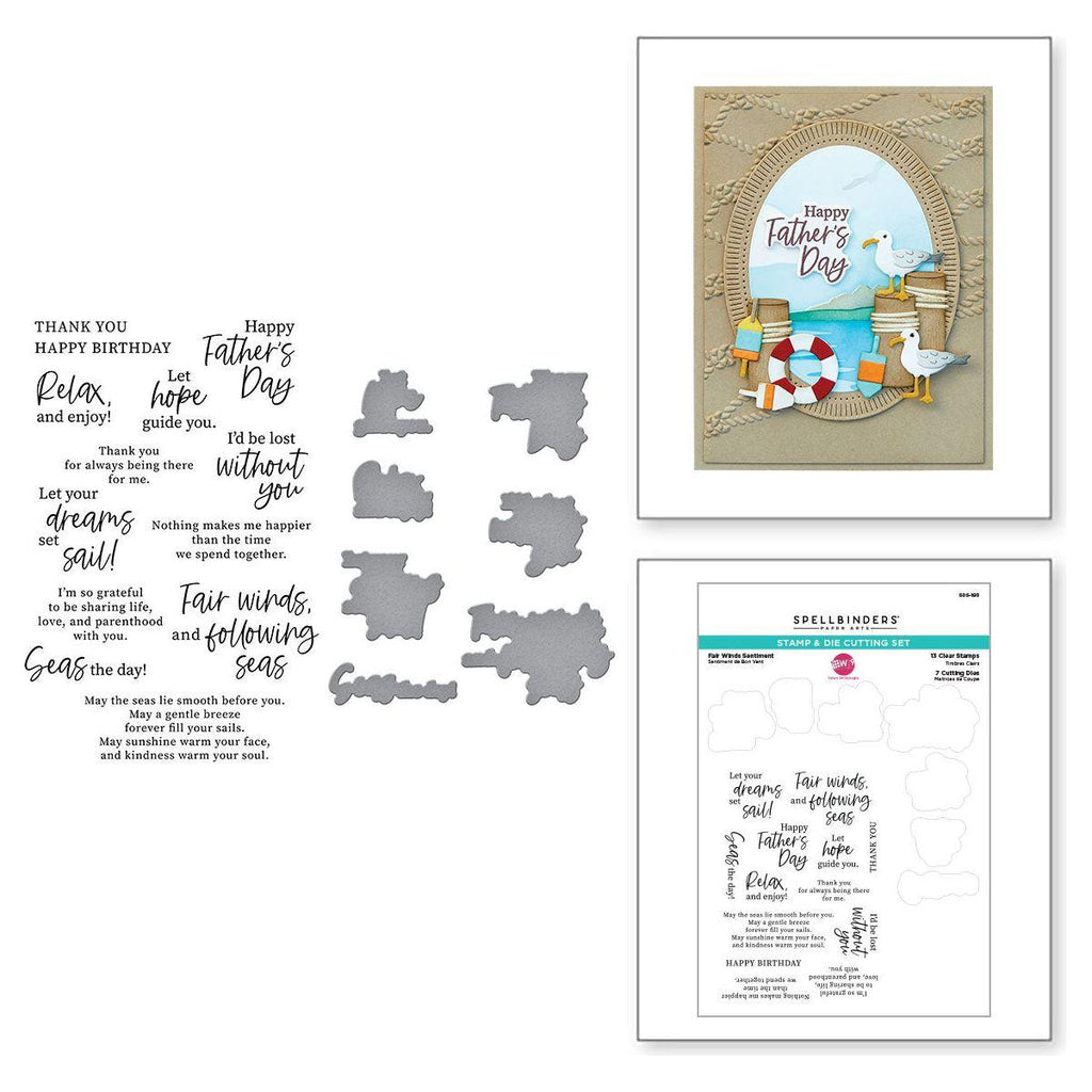 Spellbinders Fair Winds Sentiments Clear Stamp and Die Set sds-193 product image