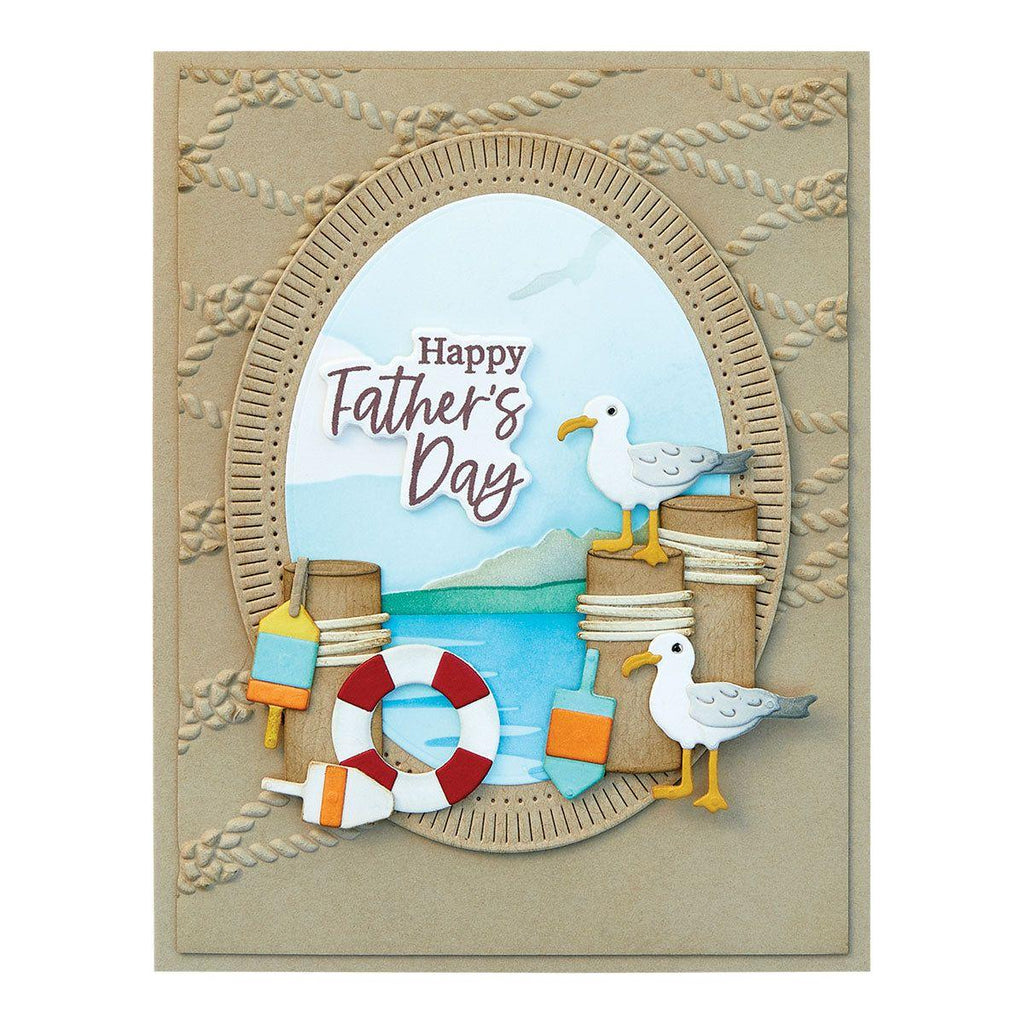 Spellbinders Fair Winds Sentiments Clear Stamp and Die Set sds-193 happy father's day