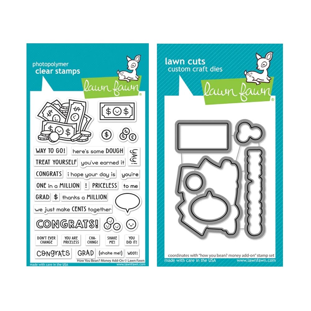 Lawn Fawn How You Bean? Money Add-On Clear Stamps and Dies Set