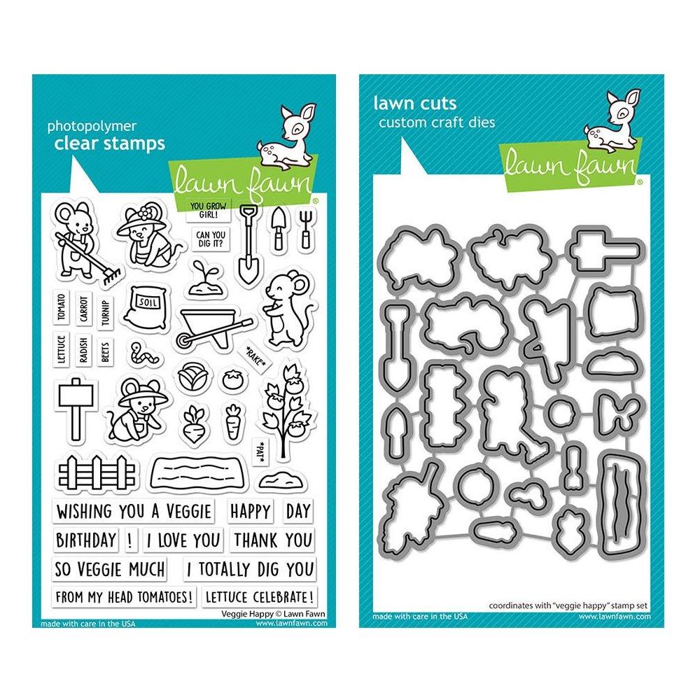 Lawn Fawn Set Veggie Happy Clear Stamps and Dies