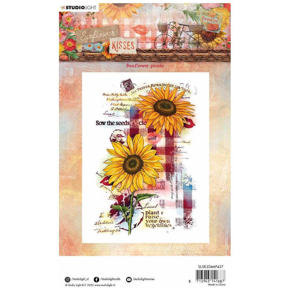 Studio Light Wildflower Basket Clear Stamp Sunflower Kisses Collection slskstamp438 back