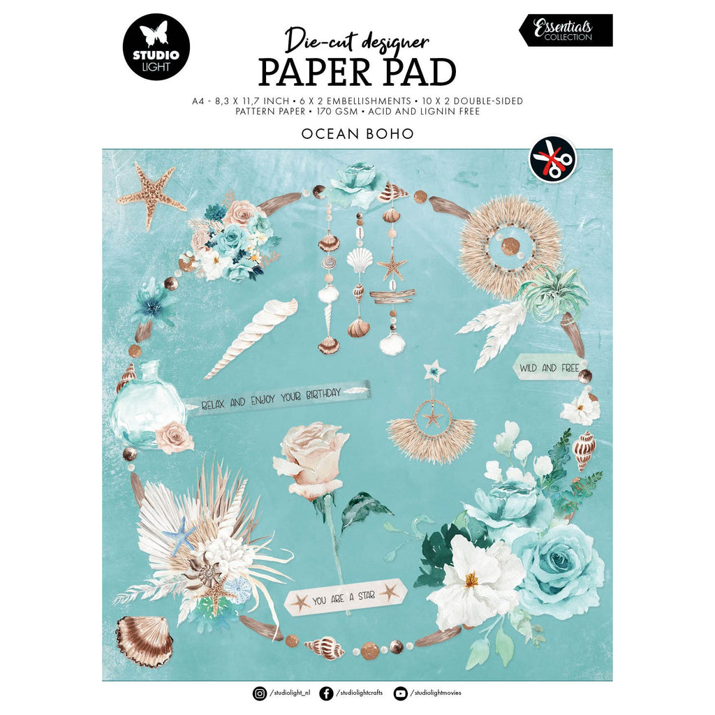 Studio Light Ocean Boho Die-Cut Designer Paper Pad sl-es-dcpp168