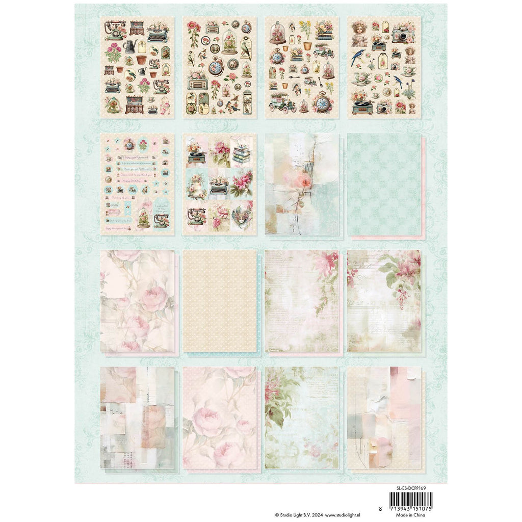 Studio Light Shabby Chic Die-Cut Designer Paper Pad sl-es-dcpp169 package back