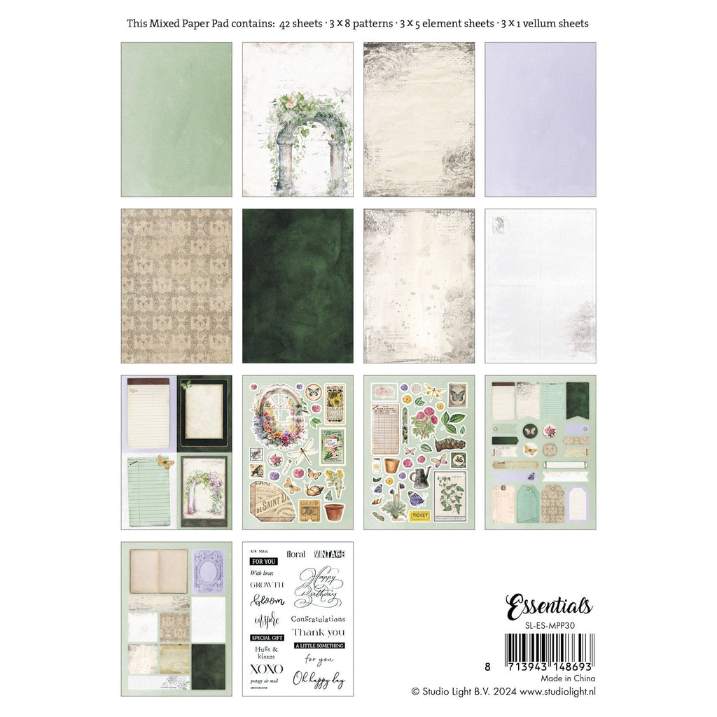 Studio Light Vintage Spring Mixed Paper Pad sl-es-mpp30 package back