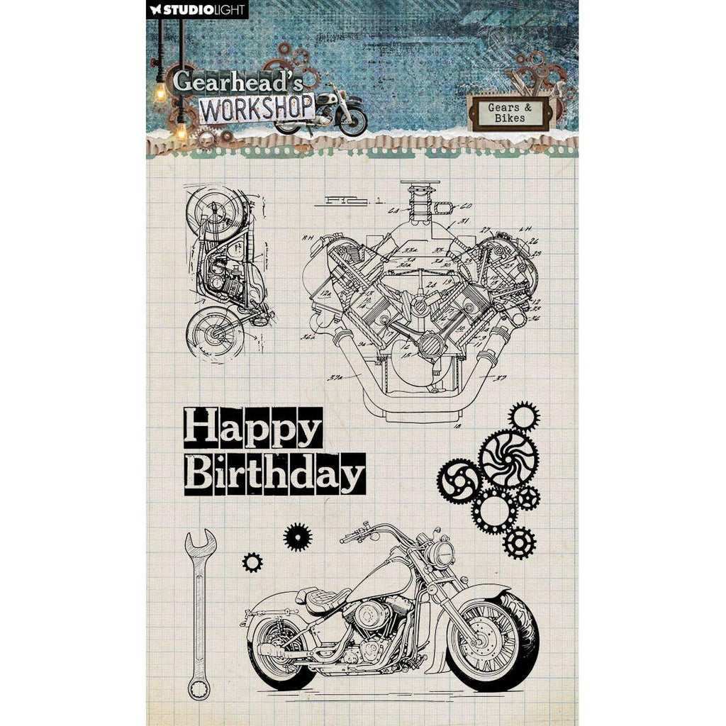 Studio Light Gearhead's Workshop Gears & Bikes Clear Stamps sl-gw-stamp673