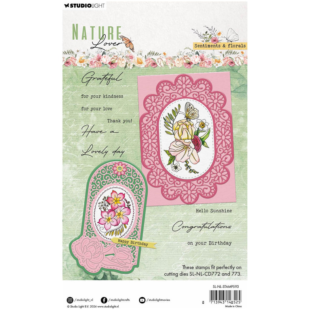 Studio Light Sentiments & Florals Clear Stamps sl-nl-stamp593 package back