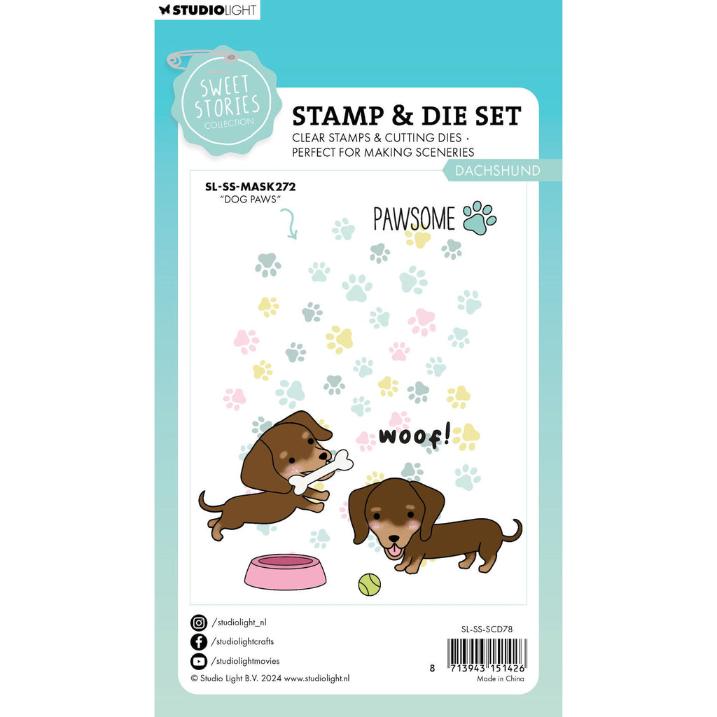 Studio Light Dachsund Sweet Stories Stamp & Die Set sl-ss-scd78 package back