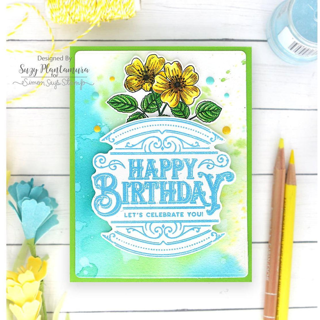 Simon Says Stamp Etched Greetings Wafer Dies sssd112766c Birthday Card | color-code:ALT05