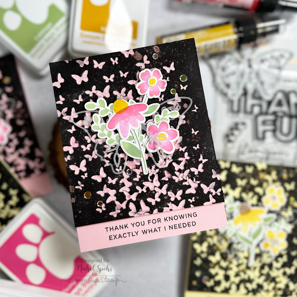 Simon Says Stamp Embossing Folder Butterfly Burst sf388 Thank You Card | color-code:ALT05