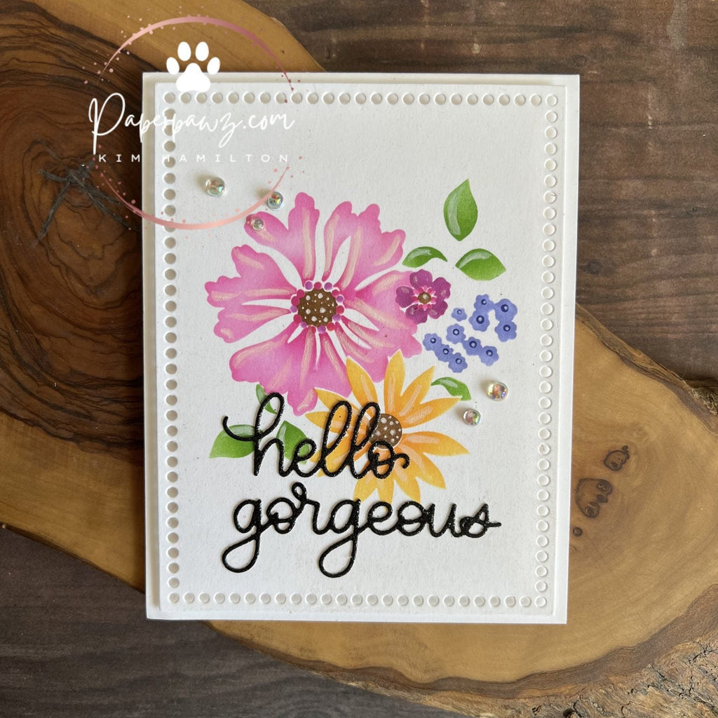 PinkFresh Studio Thanks For Being There Stencil Set 205823 Hello Gorgeous Card | color-code:ALT04