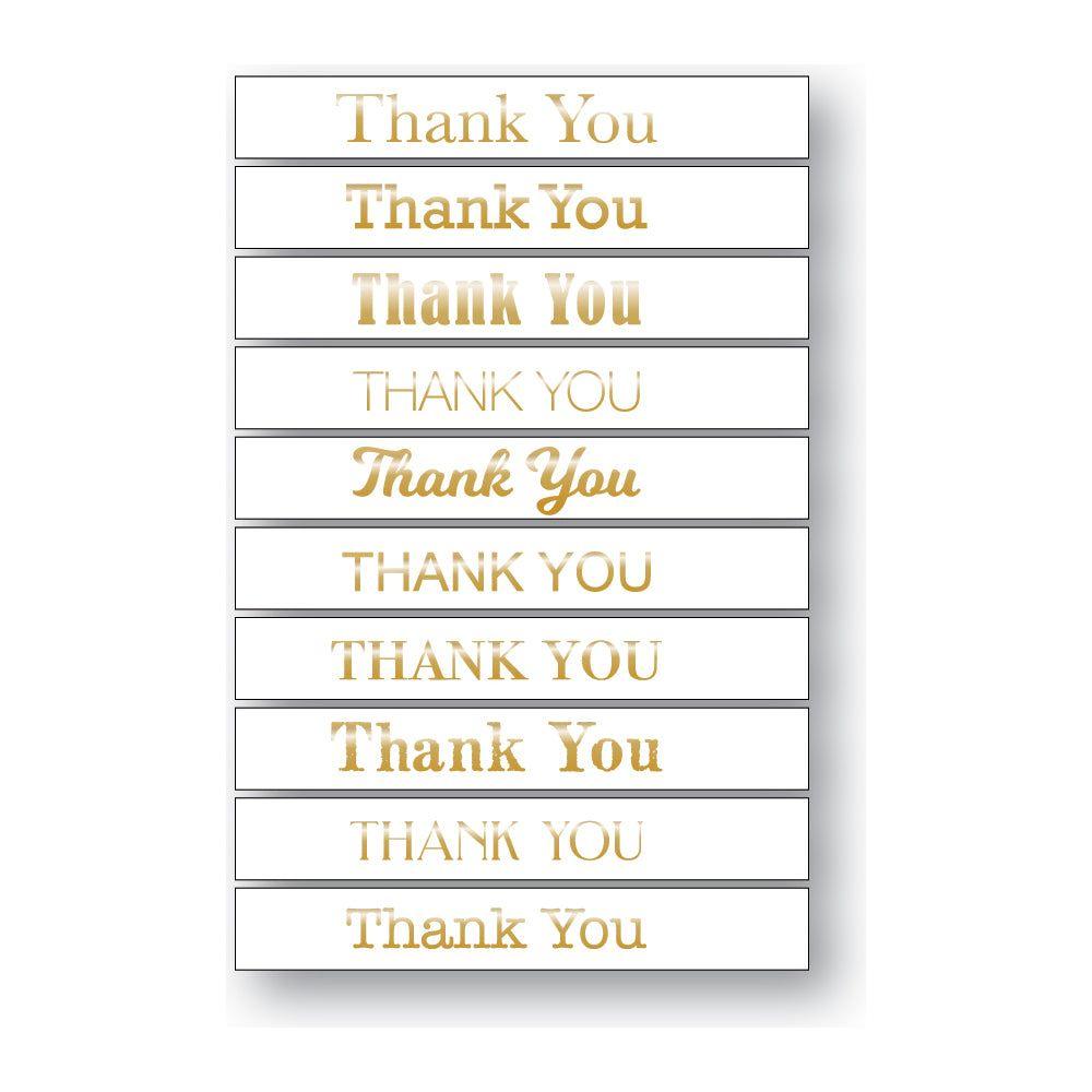 Memory Box Thank You Foil Greetings White Tabs st004