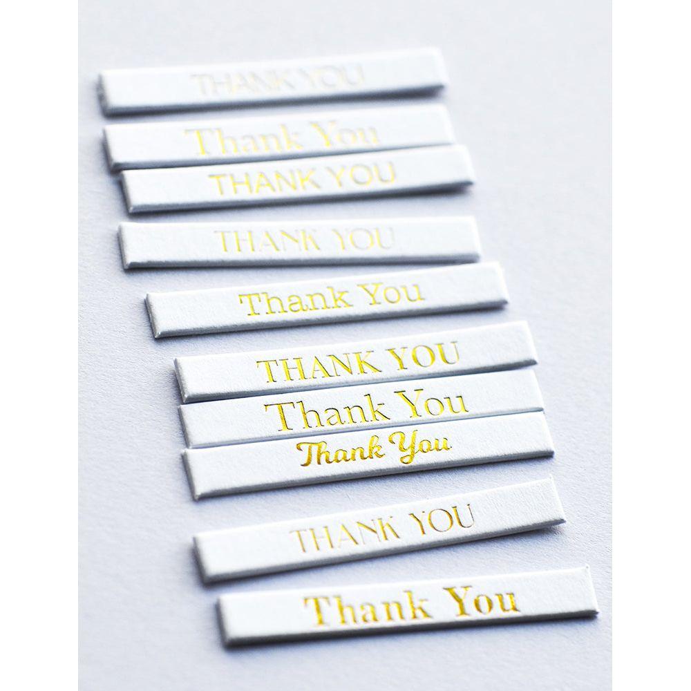 Memory Box Thank You Foil Greetings White Tabs st004 sentiments