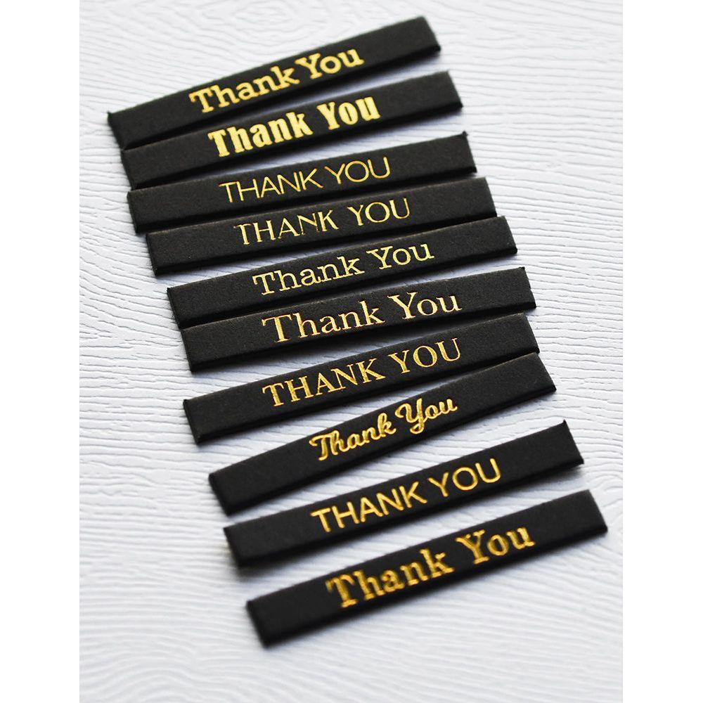 Memory Box Thank You Foil Greetings Black Tabs st005 senitments