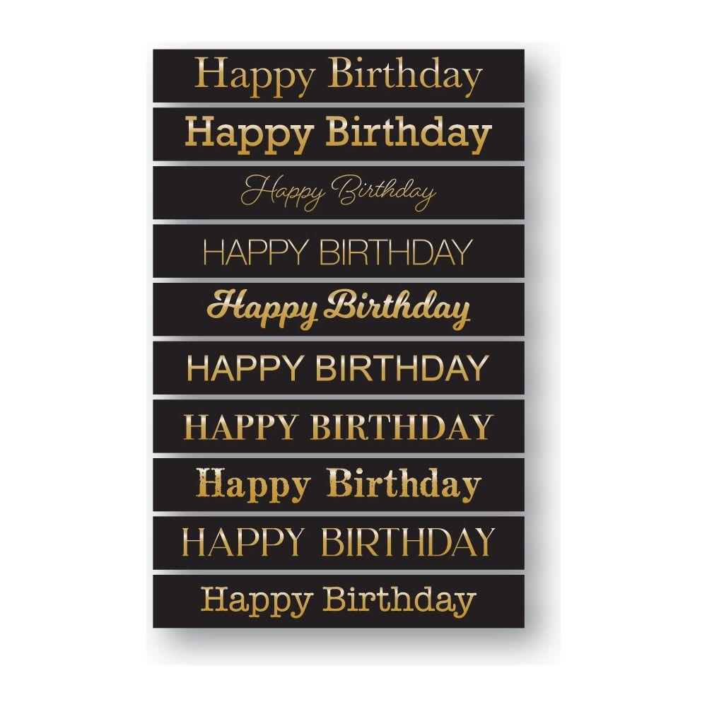 Memory Box Happy Birthday Foil Greetings Black Tabs st007